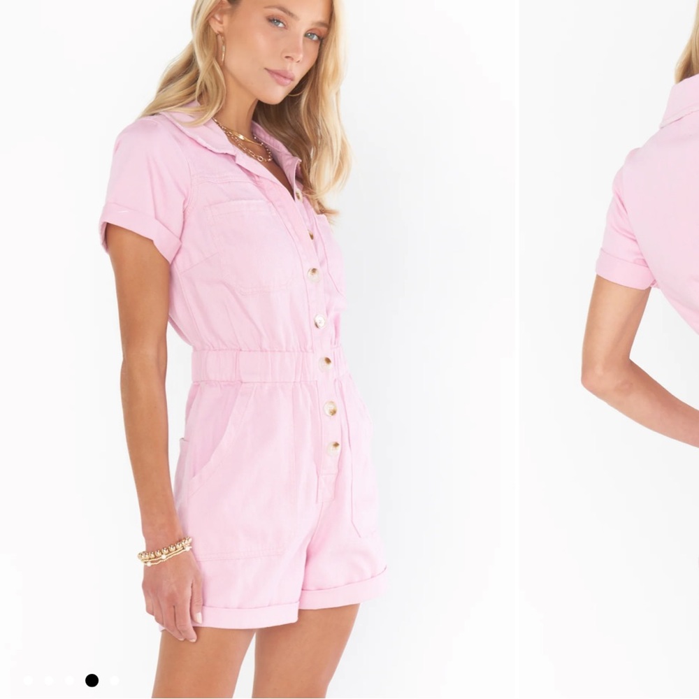 Show Me Your Mumu Cannon Romper in pink denim size large